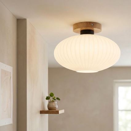 Stropné svietidlo HARMA WOOD 1xE27/15W/230V dub/biela pr. 30 cm