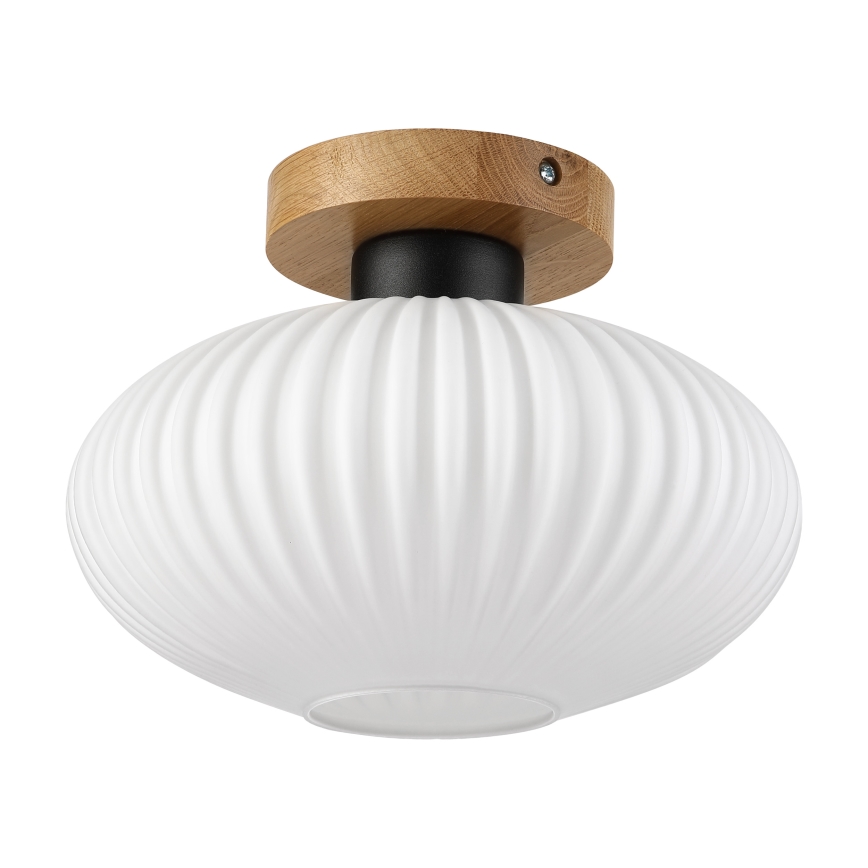 Stropné svietidlo HARMA WOOD, 1xE27/15W/230V, dub/biela, priemer 25 cm