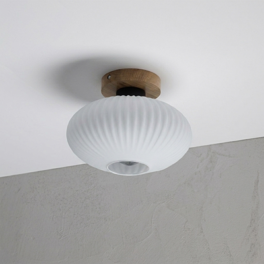 Stropné svietidlo HARMA WOOD, 1xE27/15W/230V, dub/biela, priemer 25 cm
