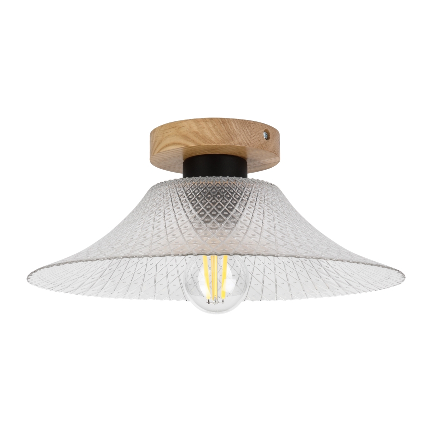 Stropné svietidlo JULL WOOD 1xE27/15W/230V dub/čiré pr. 34 cm