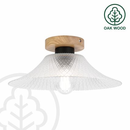 Stropné svietidlo JULL WOOD 1xE27/15W/230V dub/čiré pr. 34 cm
