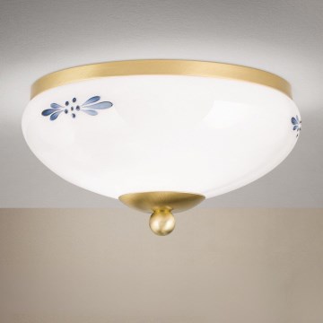 Stropné svietidlo LANDHAUS 1xE27/60W/230V pr. 21 cm mosadz/biela/modrá