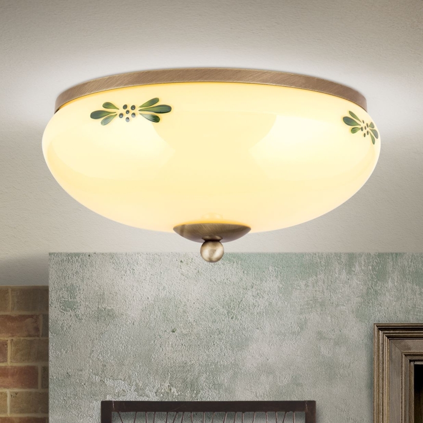 Stropné svietidlo LANDHAUS 2xE27/60W/230V pr. 28 cm bronz/béžová