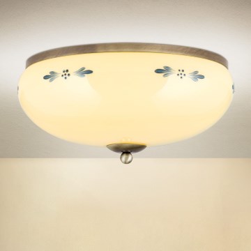 Stropné svietidlo LANDHAUS 3xE27/60W/230V pr. 35 cm bronz/béžová/modrá