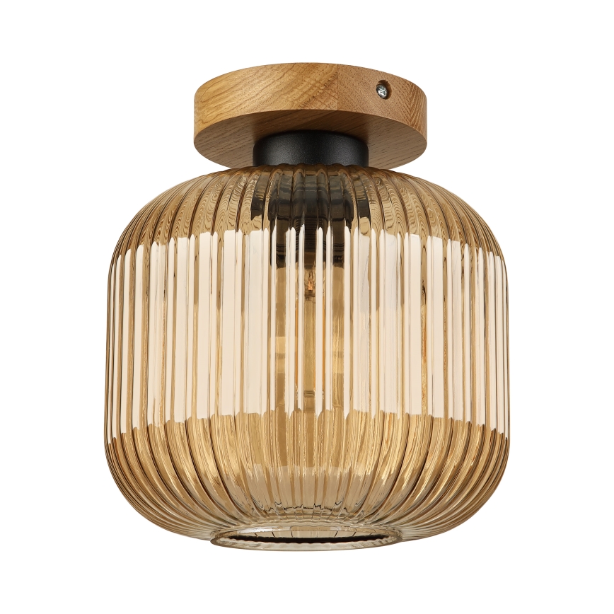 Stropné svietidlo MILOU WOOD 1xE27/15W/230V dub/dymová béžová, priemer 20 cm