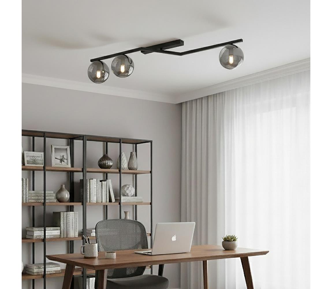 EMIBIG Stropné svietidlo NATON 3xE14/10W/230V čierna/dymová 1509/3