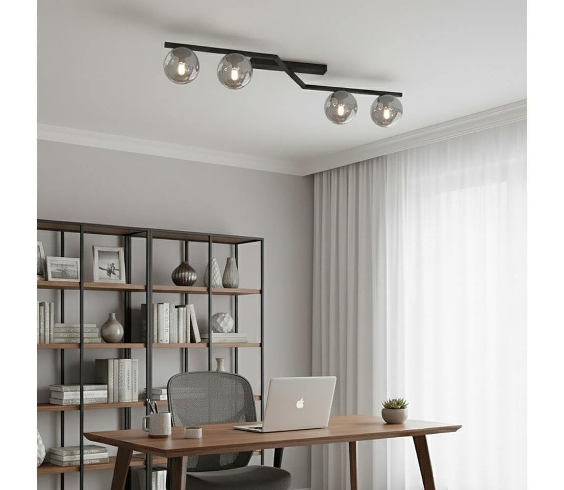 EMIBIG Stropné svietidlo NATON 4xE14/10W/230V čierne/dymové 1509/4