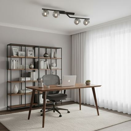 Stropné svietidlo NATON 4xE14/10W/230V čierne/dymové