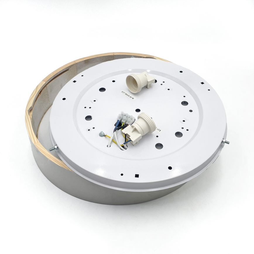 Stropné svietidlo NATURAL 3xE27/15W/230V pr. 37,5 cm borovica/biela