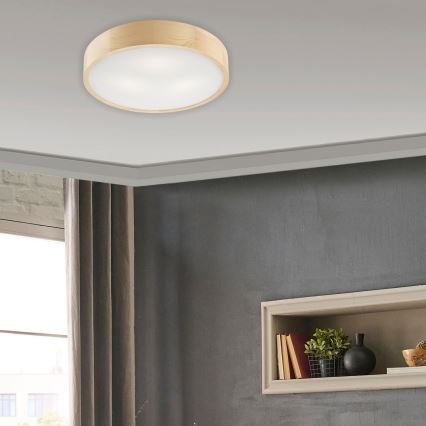 Stropné svietidlo NATURAL 3xE27/60W/230V ø 47 cm borovica