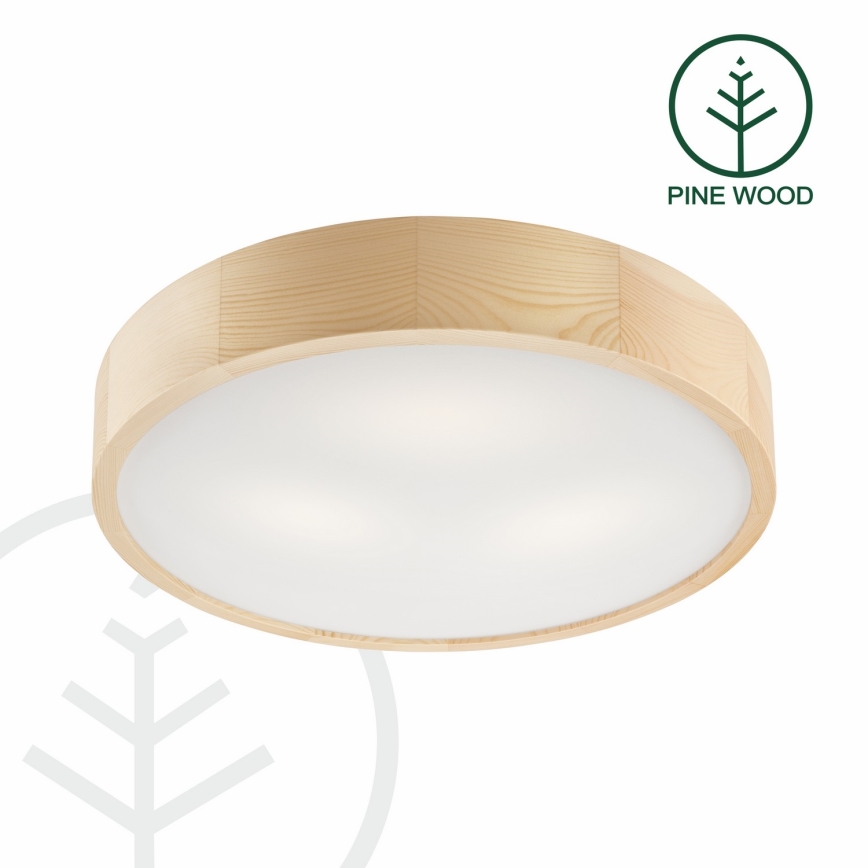 Stropné svietidlo NATURAL 3xE27/60W/230V ø 47 cm borovica