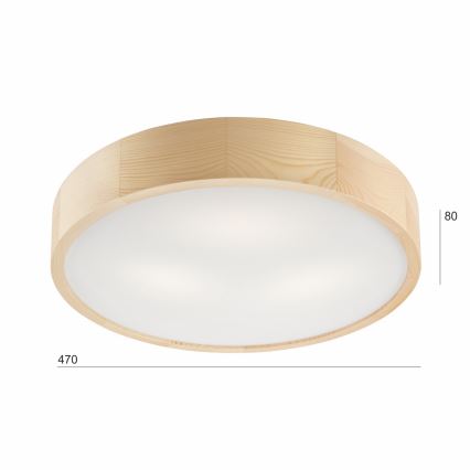 Stropné svietidlo NATURAL 3xE27/60W/230V ø 47 cm borovica