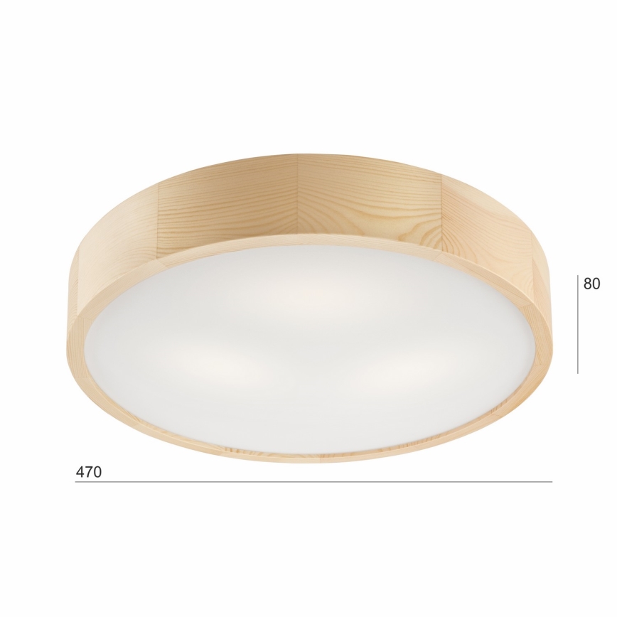 Stropné svietidlo NATURAL 3xE27/60W/230V ø 47 cm borovica