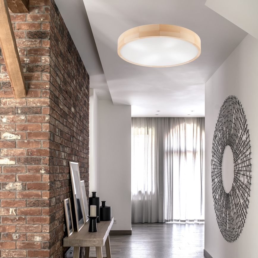 Stropné svietidlo NATURAL 4xE27/60W/230V ø 57 cm borovica