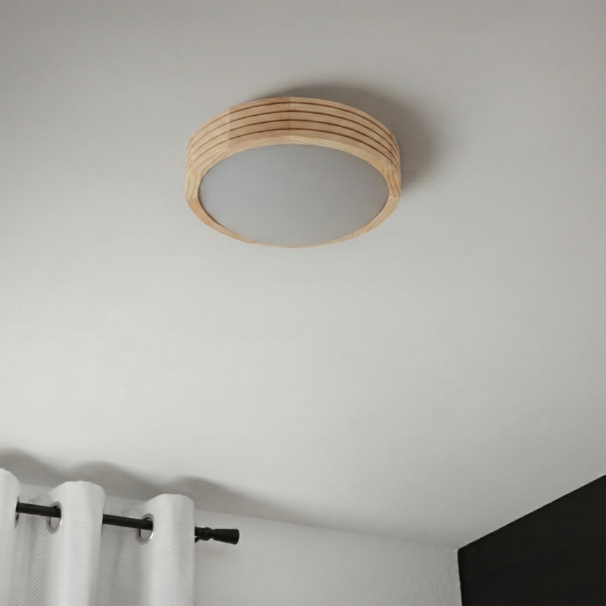 Stropné svietidlo NATURAL MODERN SLIM 1xE27/15W/230V, priemer 27,5 cm, borovica