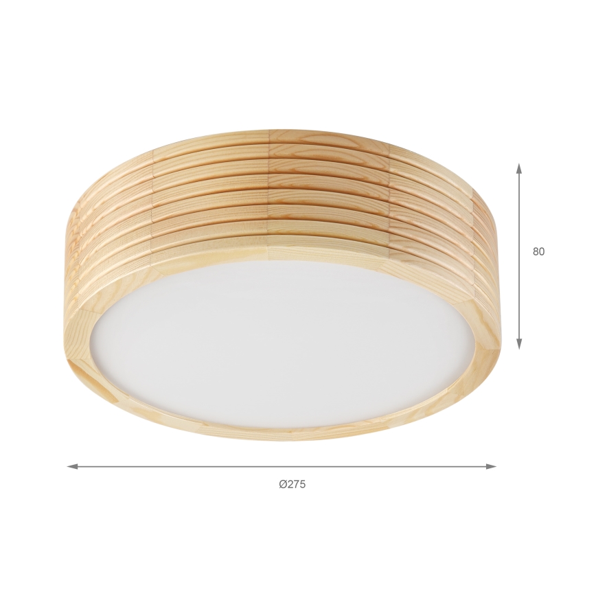 Stropné svietidlo NATURAL MODERN SLIM 1xE27/15W/230V, priemer 27,5 cm, borovica