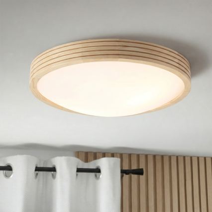 Stropné svietidlo NATURAL MODERN SLIM 2xE27/15W/230V pr. 37,5 cm borovica
