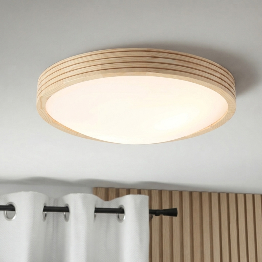Stropné svietidlo NATURAL MODERN SLIM 2xE27/15W/230V pr. 37,5 cm borovica