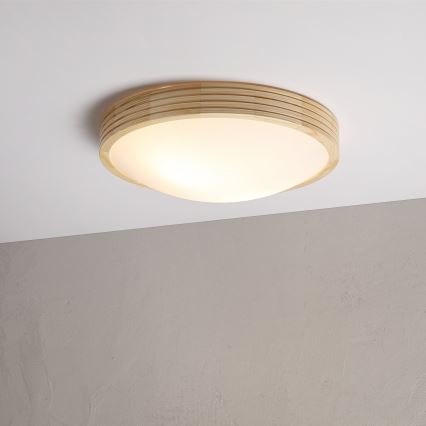 Stropné svietidlo NATURAL MODERN SLIM 2xE27/15W/230V pr. 37,5 cm borovica