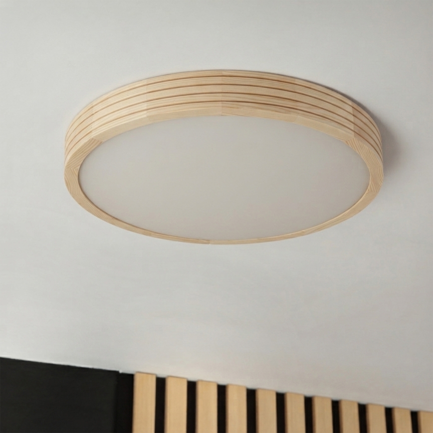 Stropné svietidlo NATURAL MODERN SLIM 2xE27/15W/230V pr. 37,5 cm borovica