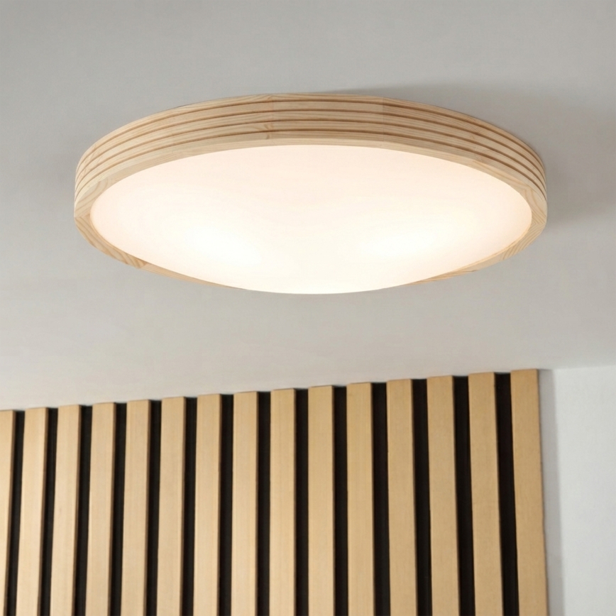 Stropné svietidlo NATURAL MODERN SLIM 3xE27/15W/230V priemer 47,5 cm borovica