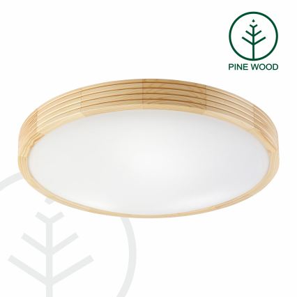 Stropné svietidlo NATURAL MODERN SLIM 3xE27/15W/230V priemer 47,5 cm borovica