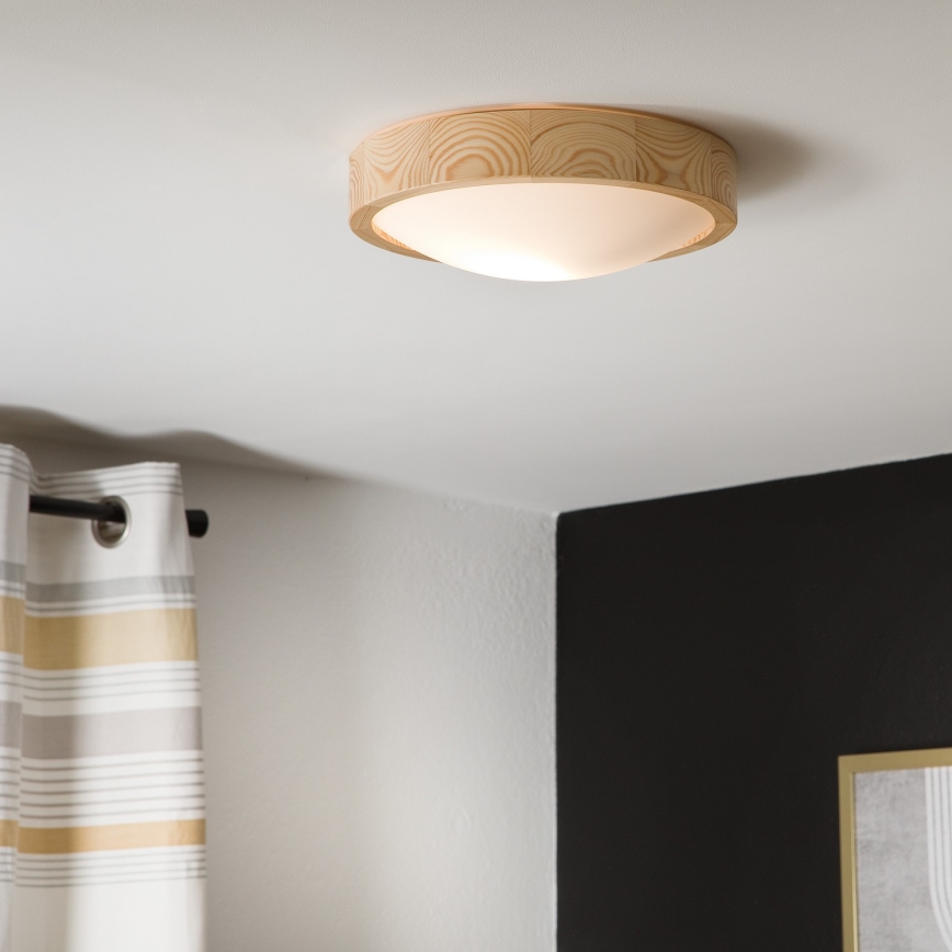 Stropné svietidlo NATURAL SLIM 1xE27/60W/230V ø 27 cm borovica