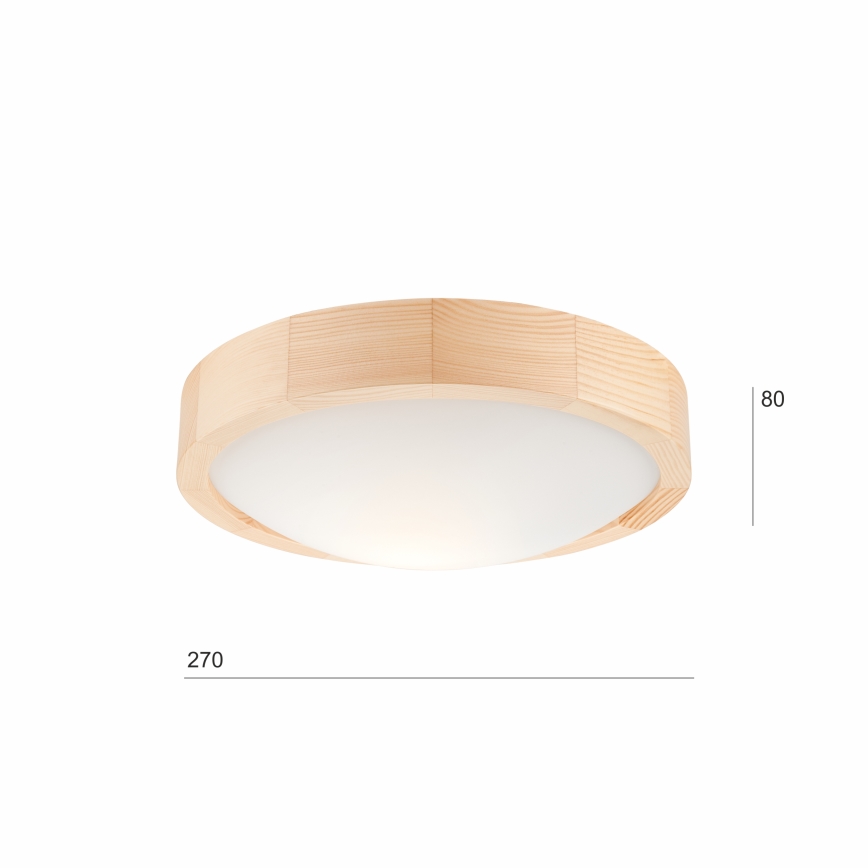 Stropné svietidlo NATURAL SLIM 1xE27/60W/230V ø 27 cm borovica