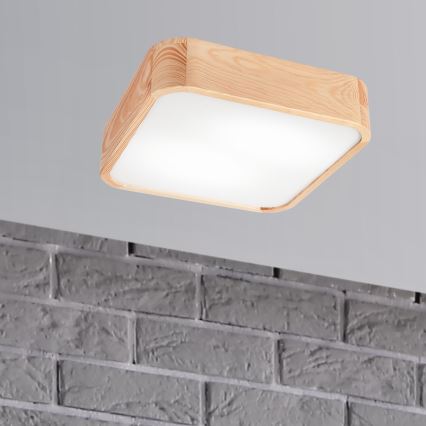 Stropné svietidlo NATURAL SQUARE 2xE27/15W/230V 35x35 cm borovica