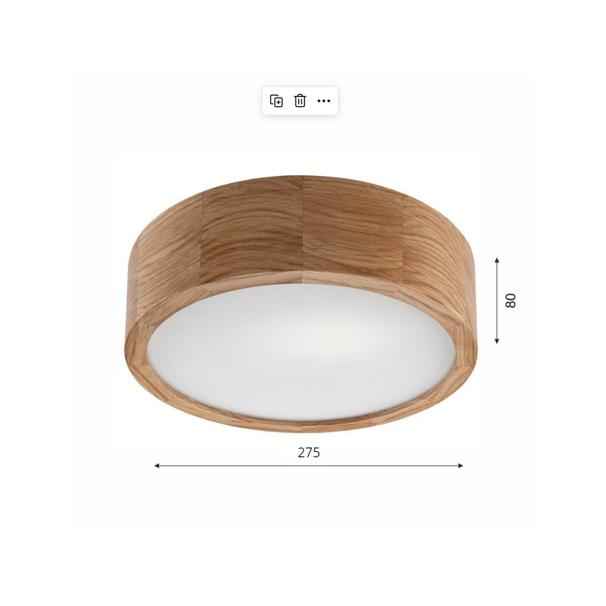Stropné svietidlo OAK 1xE27/60W/230V dub ø 27,5 cm - FSC certifikované