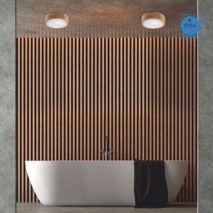 Stropné kúpeľňové svietidlo OAK 2xE27/15W/230V IP54 dub ø 27 cm
