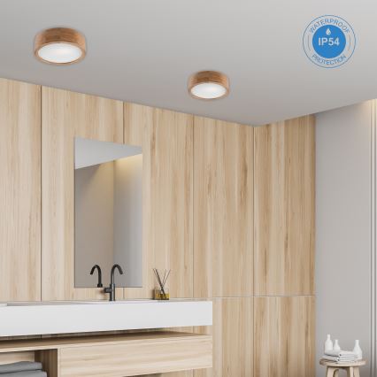 Stropné kúpeľňové svietidlo OAK 2xE27/15W/230V IP54 dub ø 27 cm
