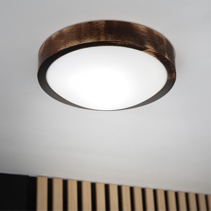 Stropné svietidlo OAK SLIM 1xE27/15W/230V pr. 27 cm dub/tmavohnedé
