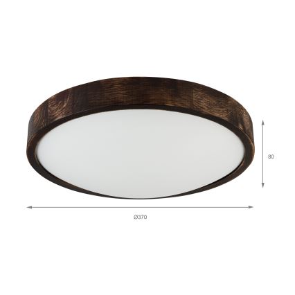 Stropné svietidlo OAK SLIM 2xE27/15W/230V priemer 37 cm dub/tmavohnedá