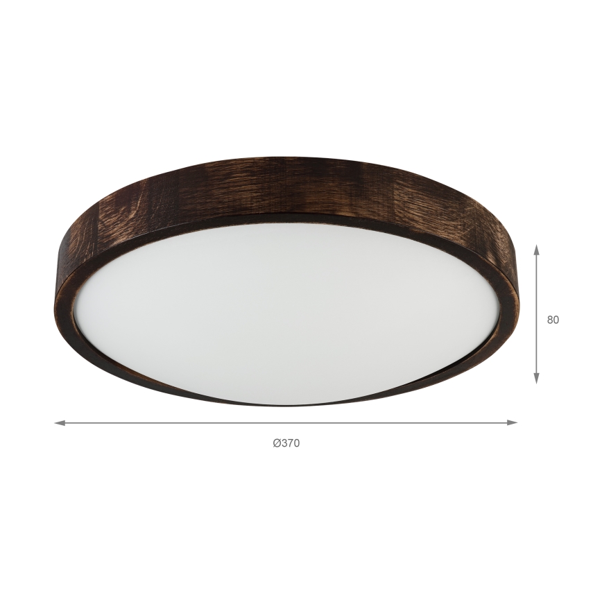 Stropné svietidlo OAK SLIM 2xE27/15W/230V priemer 37 cm dub/tmavohnedá