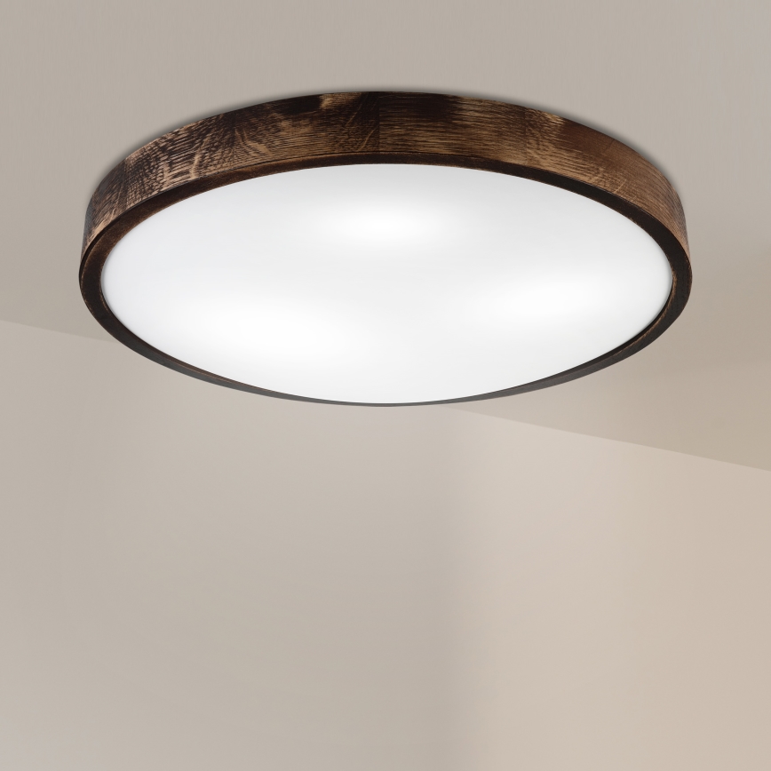 Stropné svietidlo OAK SLIM 3xE27/15W/230V pr. 47 cm dub/tmavohnedé