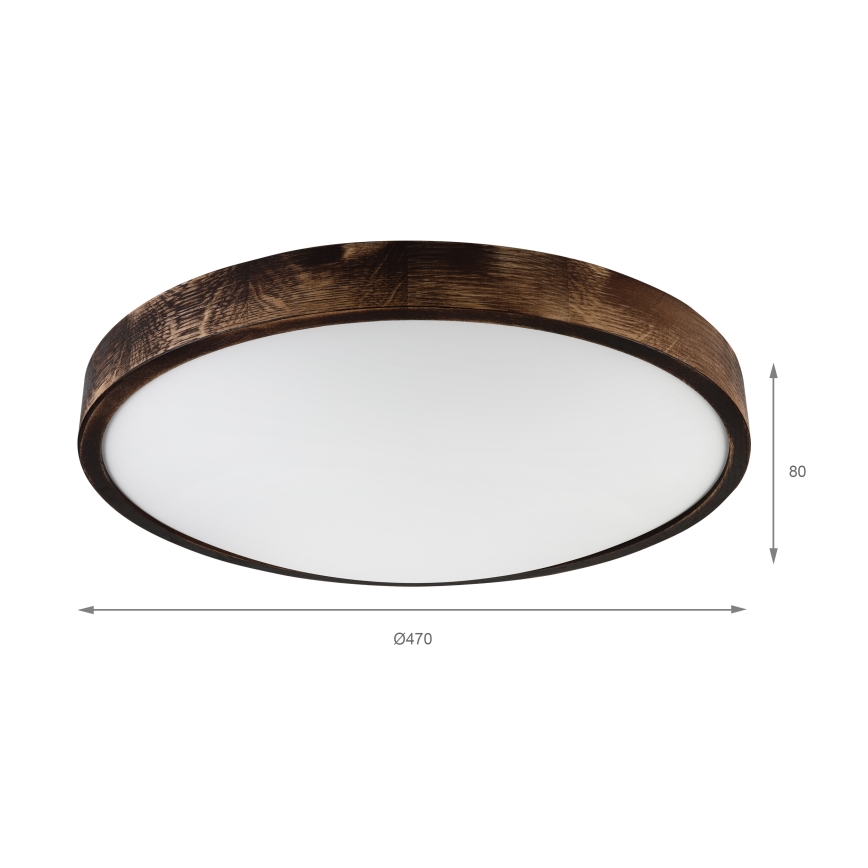 Stropné svietidlo OAK SLIM 3xE27/15W/230V pr. 47 cm dub/tmavohnedé