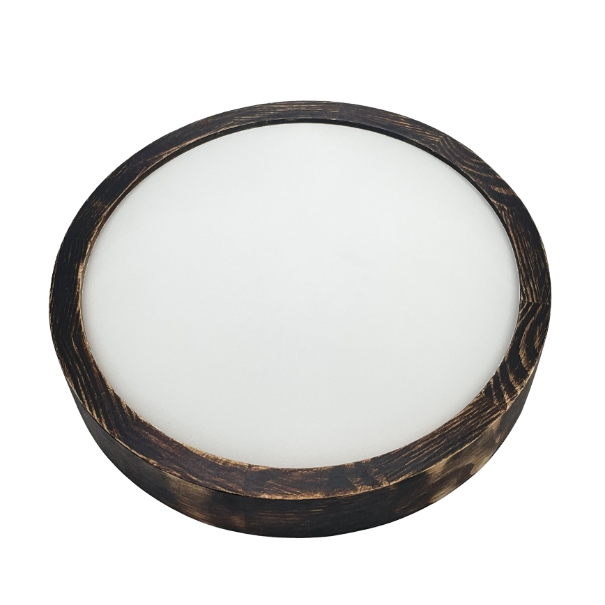 Stropné svietidlo OAK SMOKY SLIM 1xE27/15W/230V pr. 27 cm dub/tmavohnedá