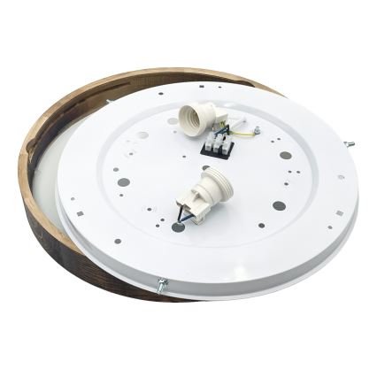 Stropné svietidlo OAK SMOKY SLIM 2xE27/15W/230V priemer 37 cm dub/tmavohnedá