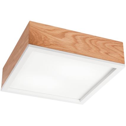 Stropné svietidlo OAK SQUARE 2xE27/15W/230V 31x31 cm dub/biela