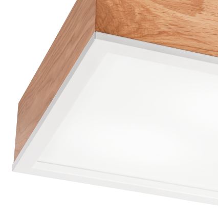 Stropné svietidlo OAK SQUARE 2xE27/15W/230V 31x31 cm dub/biela