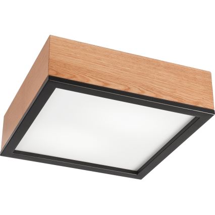 Stropné svietidlo OAK SQUARE 2xE27/15W/230V 31x31 cm dub/čierna