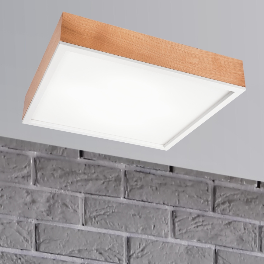 Stropné svietidlo OAK SQUARE 4xE27/15W/230V 48x48 cm dub/biela