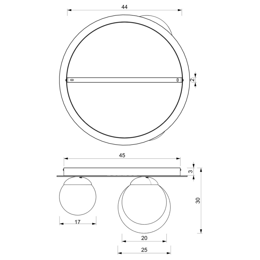 Stropné svietidlo PLATO 2xE14/40W/230V + 1xE27/60W/230V