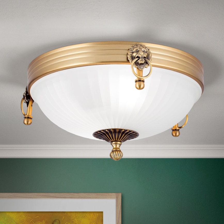 Stropné svietidlo ROCCA 2xE27/60W/230V pr. 31 cm bronz/biela