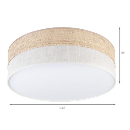 Stropné svietidlo SIRJA BOHO 2xE27/15W/230V pr. 45 cm béžová/krémová