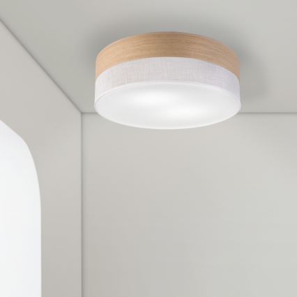 Stropné svietidlo SIRJA WOOD 2xE27/15W/230V pr. 45 cm biela/dub