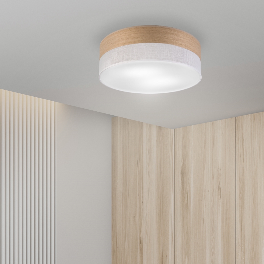 Stropné svietidlo SIRJA WOOD 2xE27/15W/230V pr. 45 cm biela/dub
