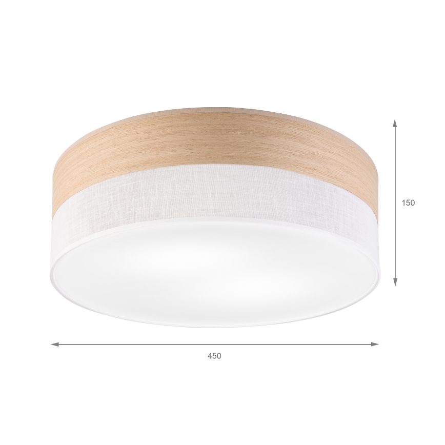 Stropné svietidlo SIRJA WOOD 2xE27/15W/230V pr. 45 cm biela/dub