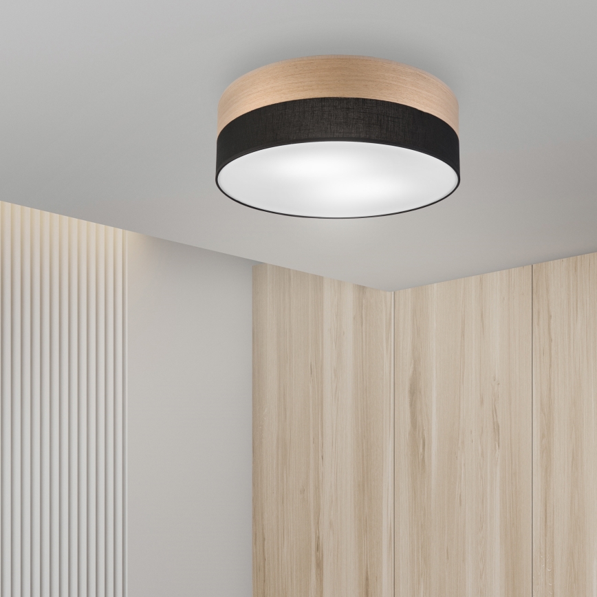 Stropné svietidlo SIRJA WOOD 2xE27/15W/230V pr. 45 cm čierna/dub
